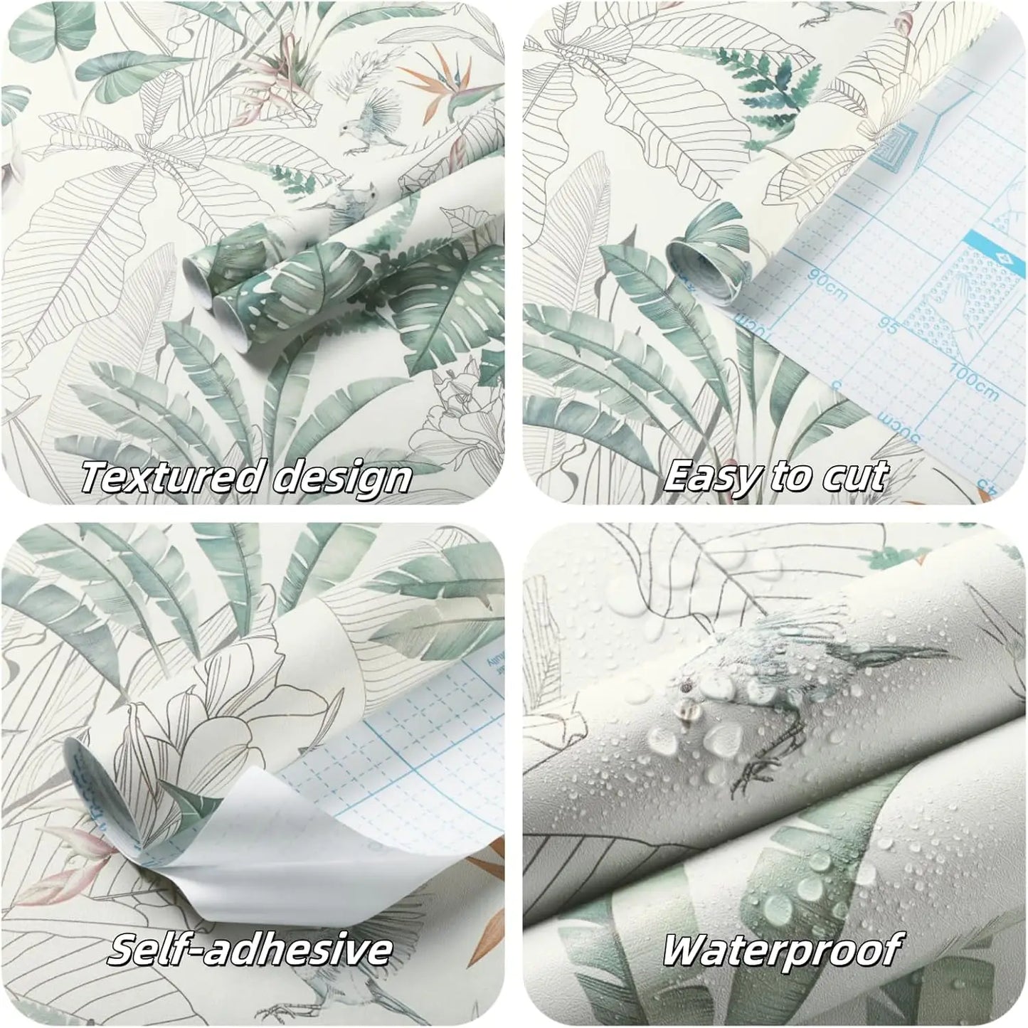 Tropical Palm Leaf Peel and Stick Wallpaper Light Green Olive Palm Tree Leaf Self Adhesive Wall Paper Removable Contact Paper