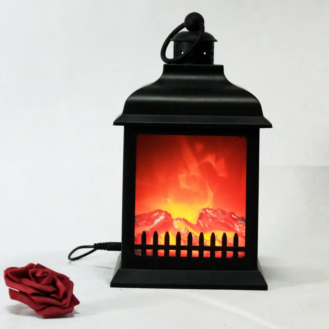 Decorative christmas led changed fireplace with black flame effect