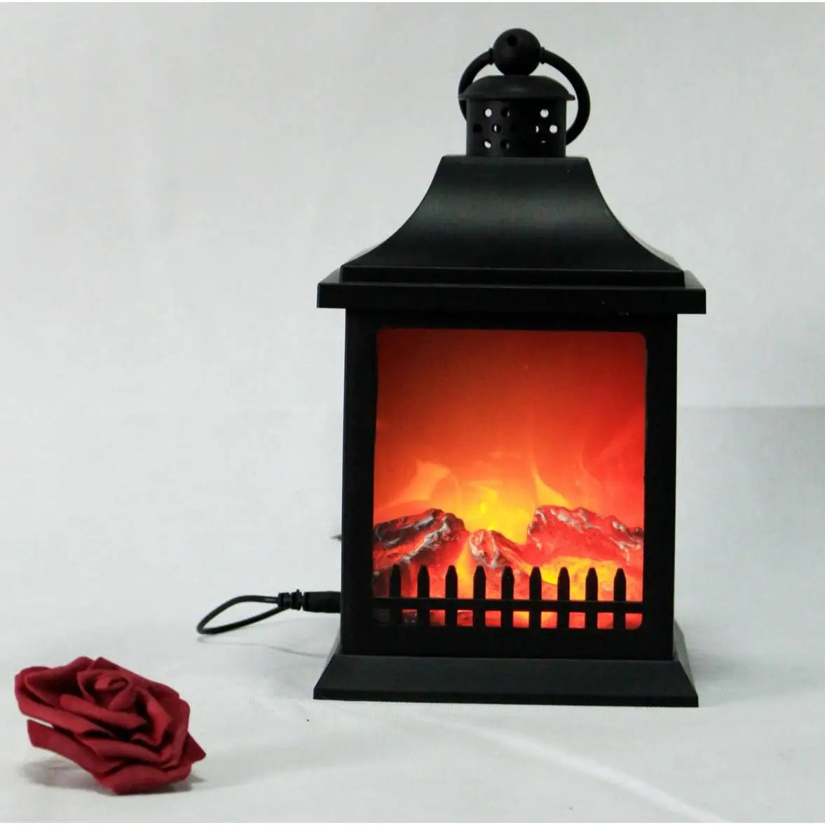 Decorative christmas led changed fireplace with black flame effect