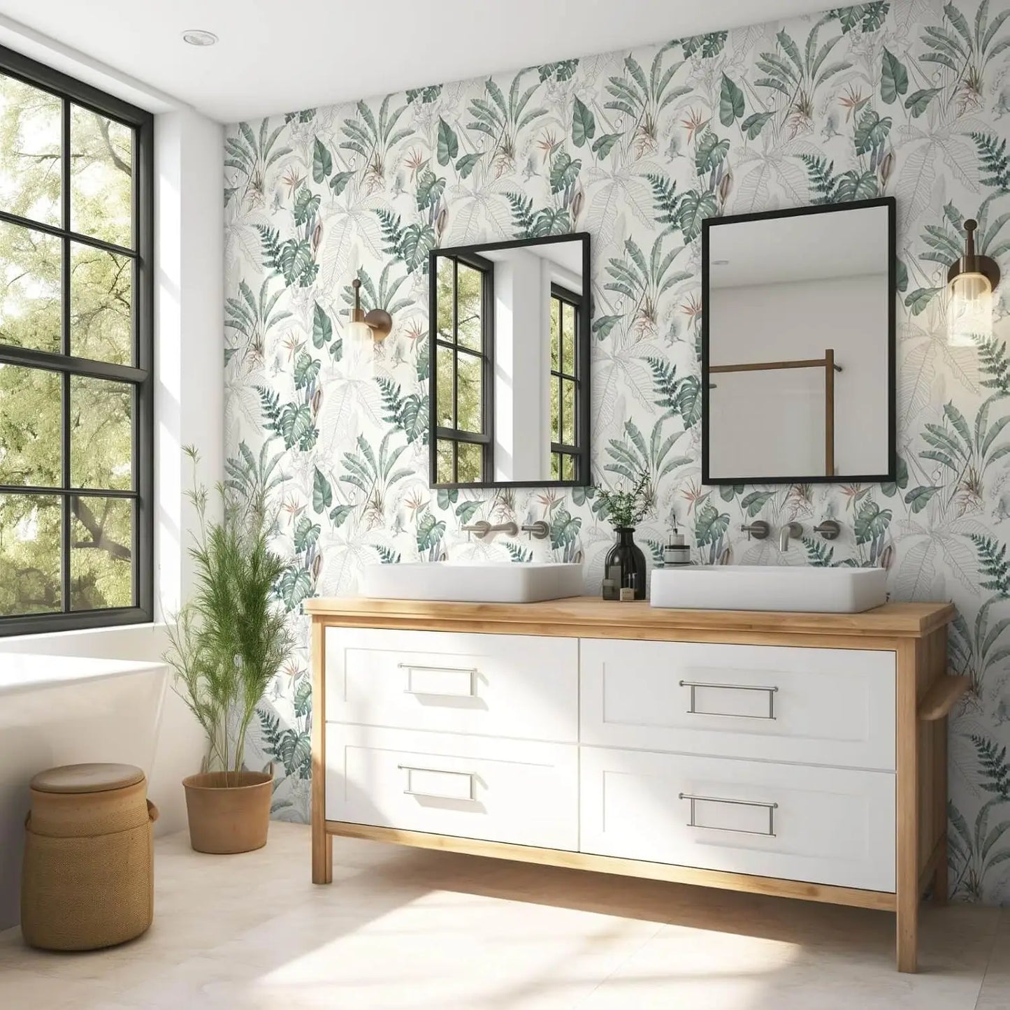 Tropical Palm Leaf Peel and Stick Wallpaper Light Green Olive Palm Tree Leaf Self Adhesive Wall Paper Removable Contact Paper