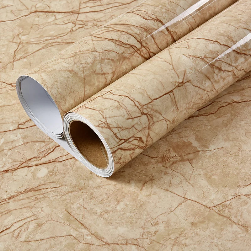 80cm Waterproof Wall Stickers Marble Vinyl Film Self Adhesive Wallpaper for Bathroom Kitchen Cupboard Countertops Contact Paper