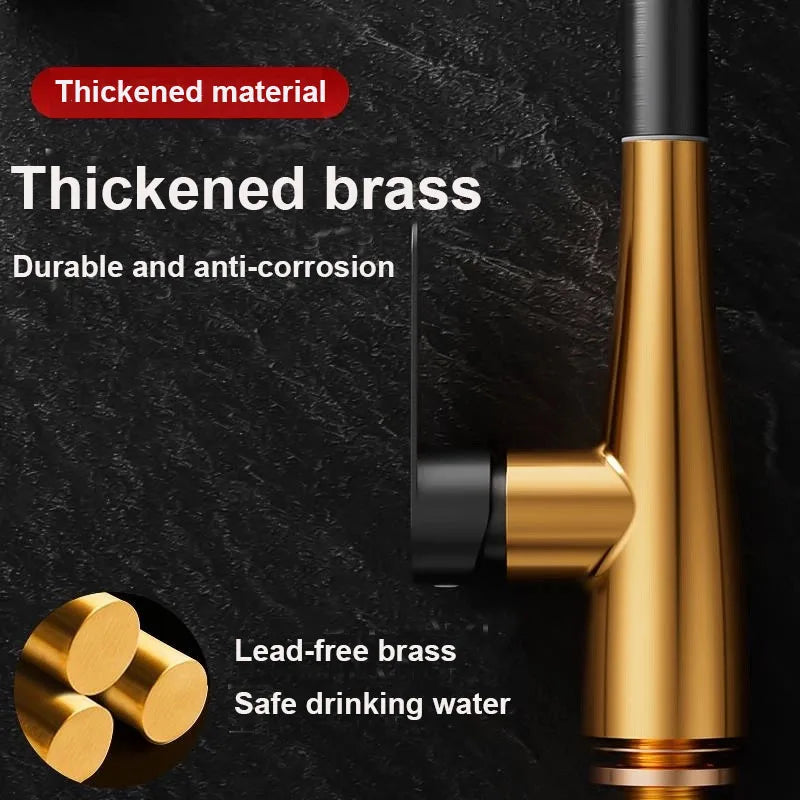 Kitchen Faucet Thickened Brass Black Faucet Kitchen Sink Faucet Pull-out Kitchen Water Faucet Single Hole Faucet