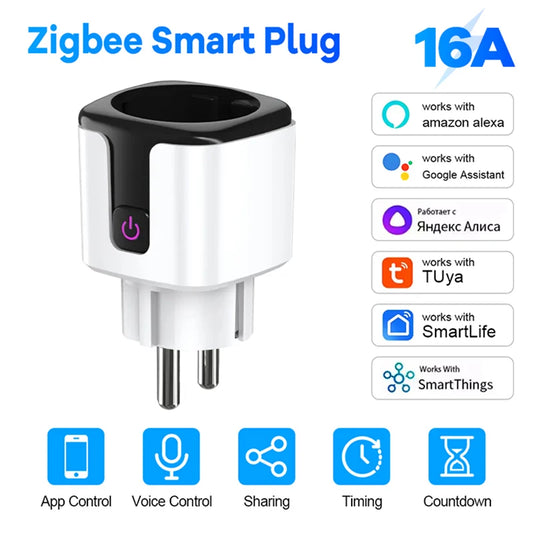 Zigbee enchufe inteligente 16A 20A enchufe de la UE Monitor de energía Alexa Google Home Control de grupo BSD33 para enchufes eléctricos con Zigbee Hub