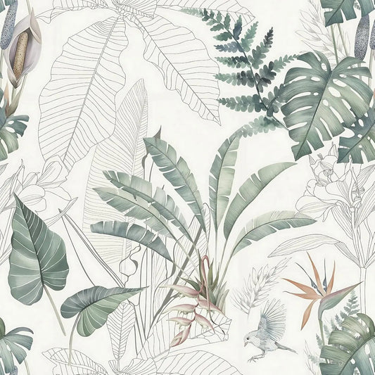 Tropical Palm Leaf Peel and Stick Wallpaper Light Green Olive Palm Tree Leaf Self Adhesive Wall Paper Removable Contact Paper